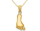 14K Yellow Gold Foot Pendant Necklace Charm with Chain